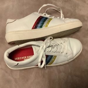 Skechers rhinestone striped sneakers